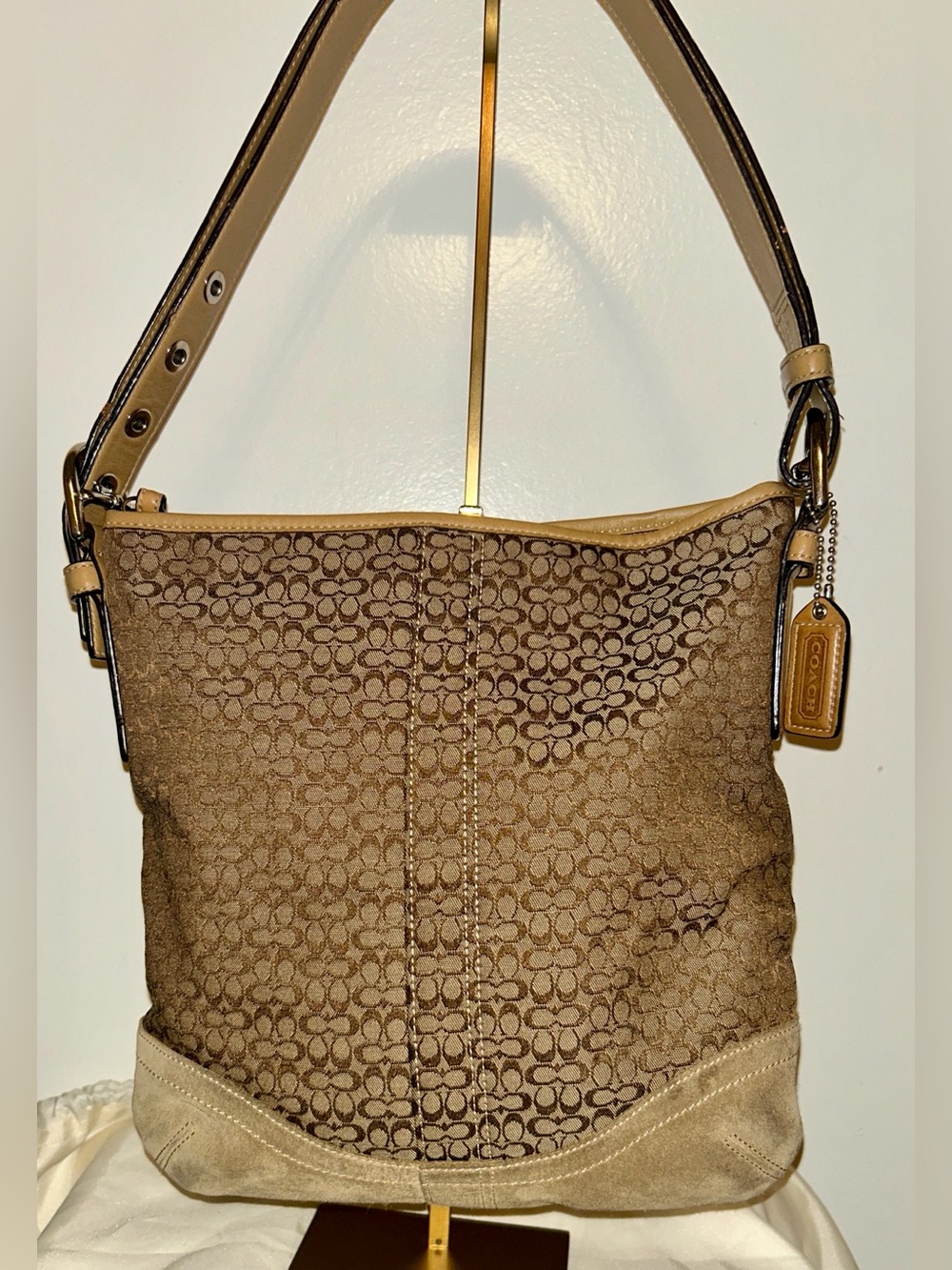 Coach SoHo Signature Mini C Jacquard and Suede Hobo Bag Vintage